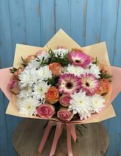 Букет цветов из:  Розы, Герберы и Хризантемы в Козловке Воронежской области