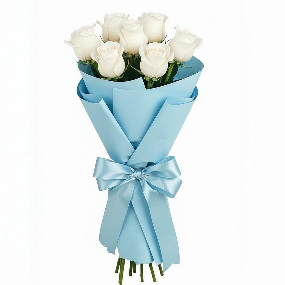 Букет 7 белых роз Проуд в Козловке Воронежской области