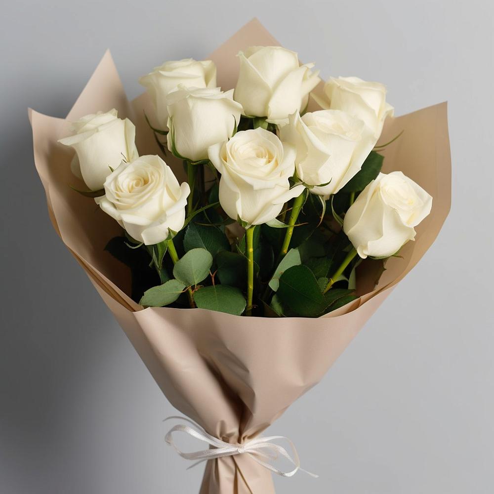 Букет 9 Белых роз Эдлесс Лав в Козловке Воронежской области