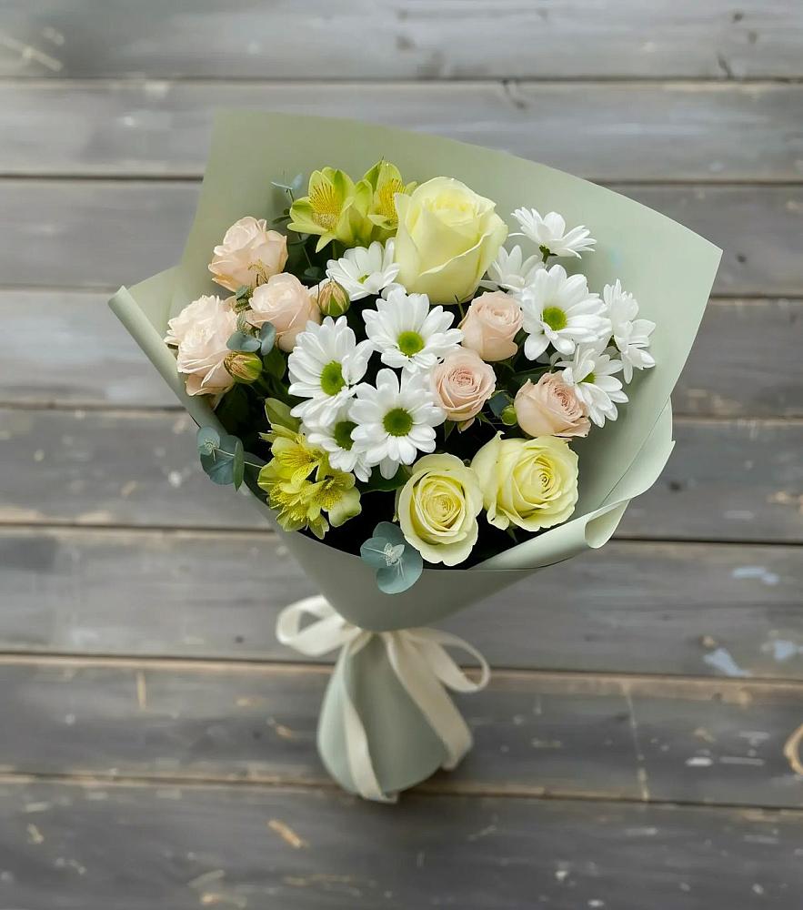 Букет цветов из: Альстромерии, Розы и Хризантемы в Козловке Воронежской области