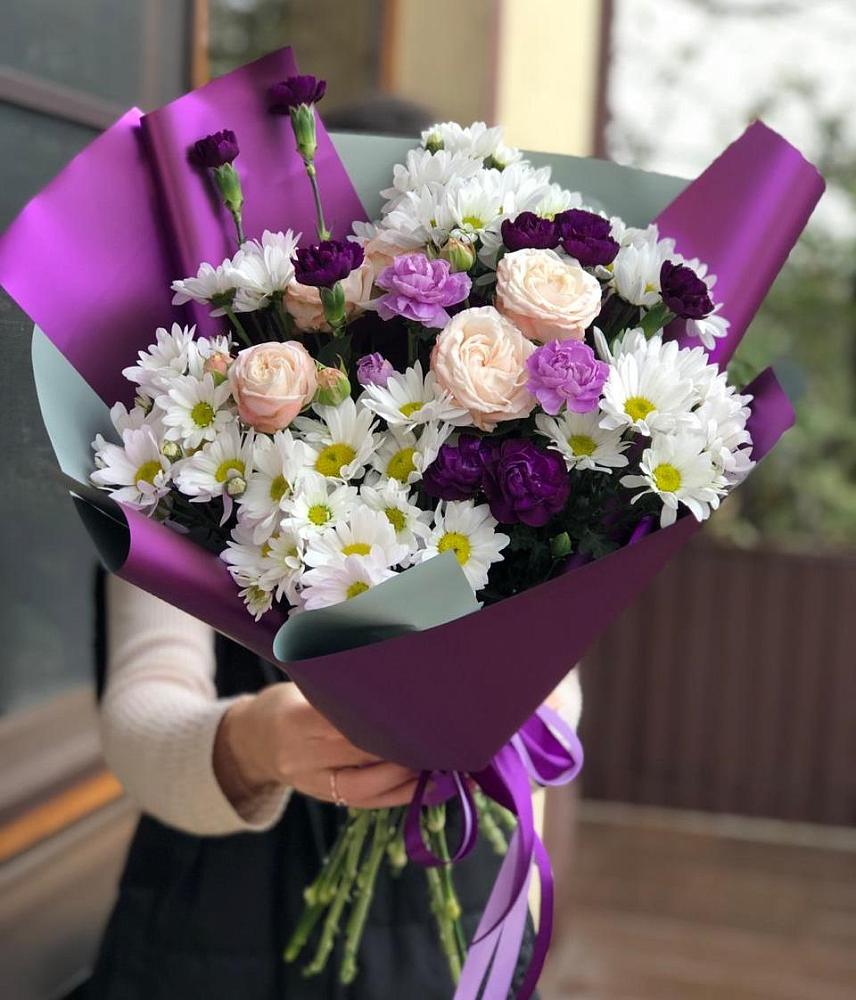 Букет цветов из: Хризантемы, Гвоздики и Розы в Козловке Воронежской области