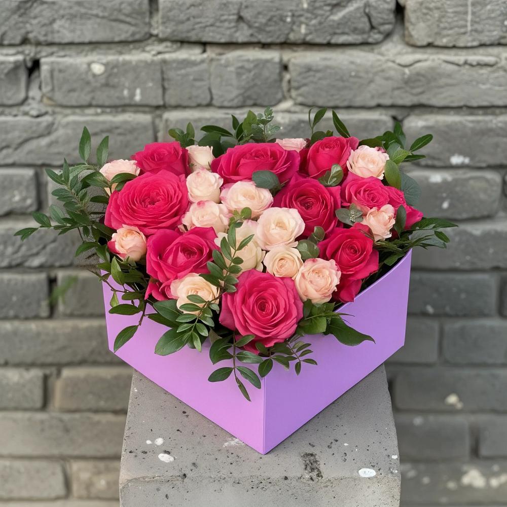 Цветочная композиция из Розы в коробке в Козловке Воронежской области