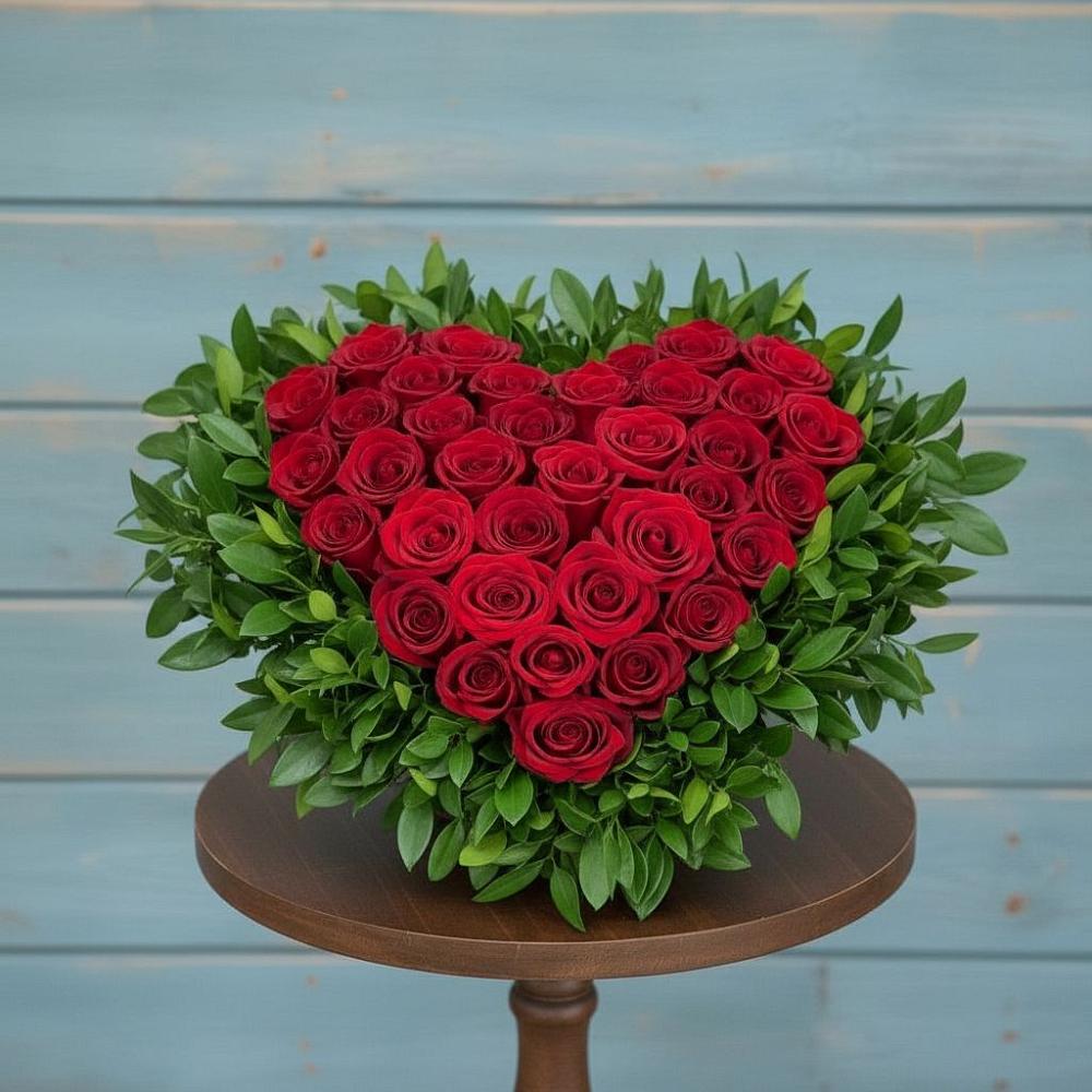 Цветочная композиция из Розы в виде сердца в Козловке Воронежской области