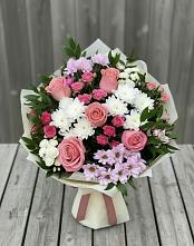 Букет цветов из:  Альстромерии, Гвоздики, Розы и Хризантемы в Козловке Воронежской области