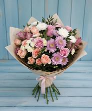 Букет цветов из:  Хризантемы, Розы и Альстромерии в Козловке Воронежской области