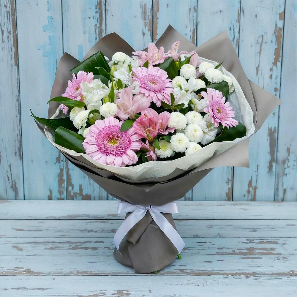 Букет цветов из: Герберы, Альстромерии и Хризантемы в Козловке Воронежской области