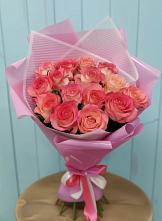 Букет 15 Розовых роз Равель #REPLACE_PRED# Козловке Воронежской области