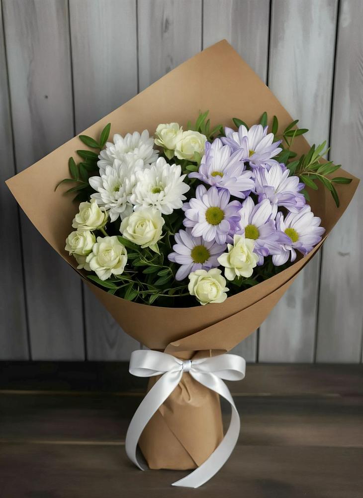 Букет цветов из: Хризантемы и Розы в Козловке Воронежской области